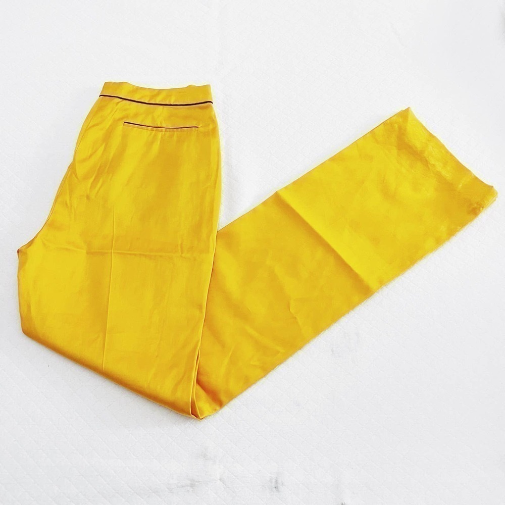 Tombolini Cotton Silk Orange Slacks Black Pipe Detailing SZ40 NWT - Picture 2 of 4